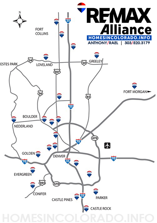 RE/MAX Alliance Colorado Office Locations in Arvada, Aurora, Boulder, Brighton, Broomfield, Castle Pines, Castle Rock, Conifer, Denver, Evergreen, Fort Collins, Golden, Greeley, Highlands Ranch, Lakewood, Littleton, Longmont, Louisville, Loveland, Nederland, Parker & Westminster